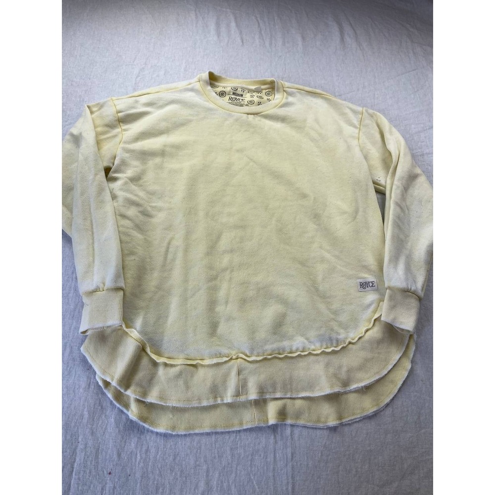 Royce Womens Crew Neck Sweater Medium‎ Yellow Knit Pullover Long Sleeves Layered